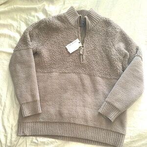 NWT Barefoot Dreams CozyChic Mixed Shearling Pullover